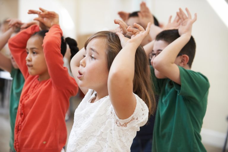 children dancing in creative body movement class in edmonton